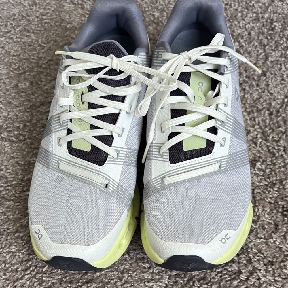 On Running Sneakers in White, Gray and Lime Accents